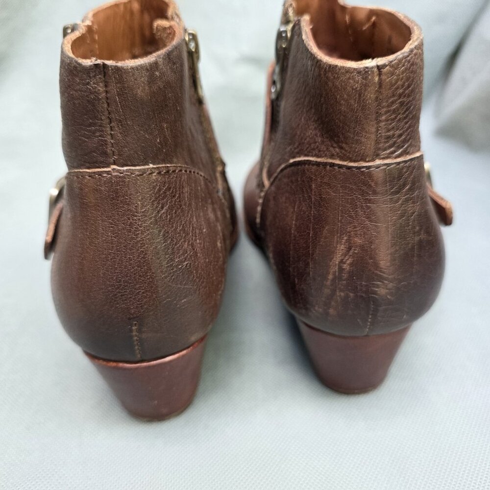 Kork-Ease Size 8M Brown Ankle Boots Size Zip Buckle Shoes Leather Western - Picture 5 of 11